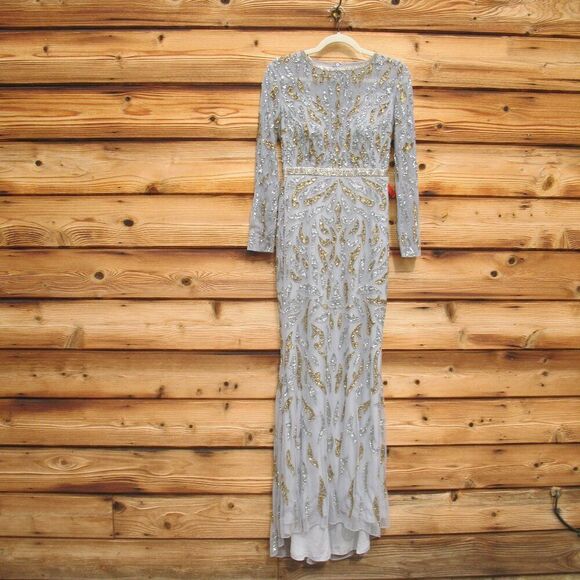 MAC DUGGAL 5124  Beaded Long Sleeve Evening Gown Dress - Picture 5 of 13